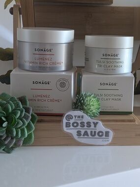 Sonage Lumenez Vitamin Rich Creme + Tulsi Tri Clay Mask Duo NWT